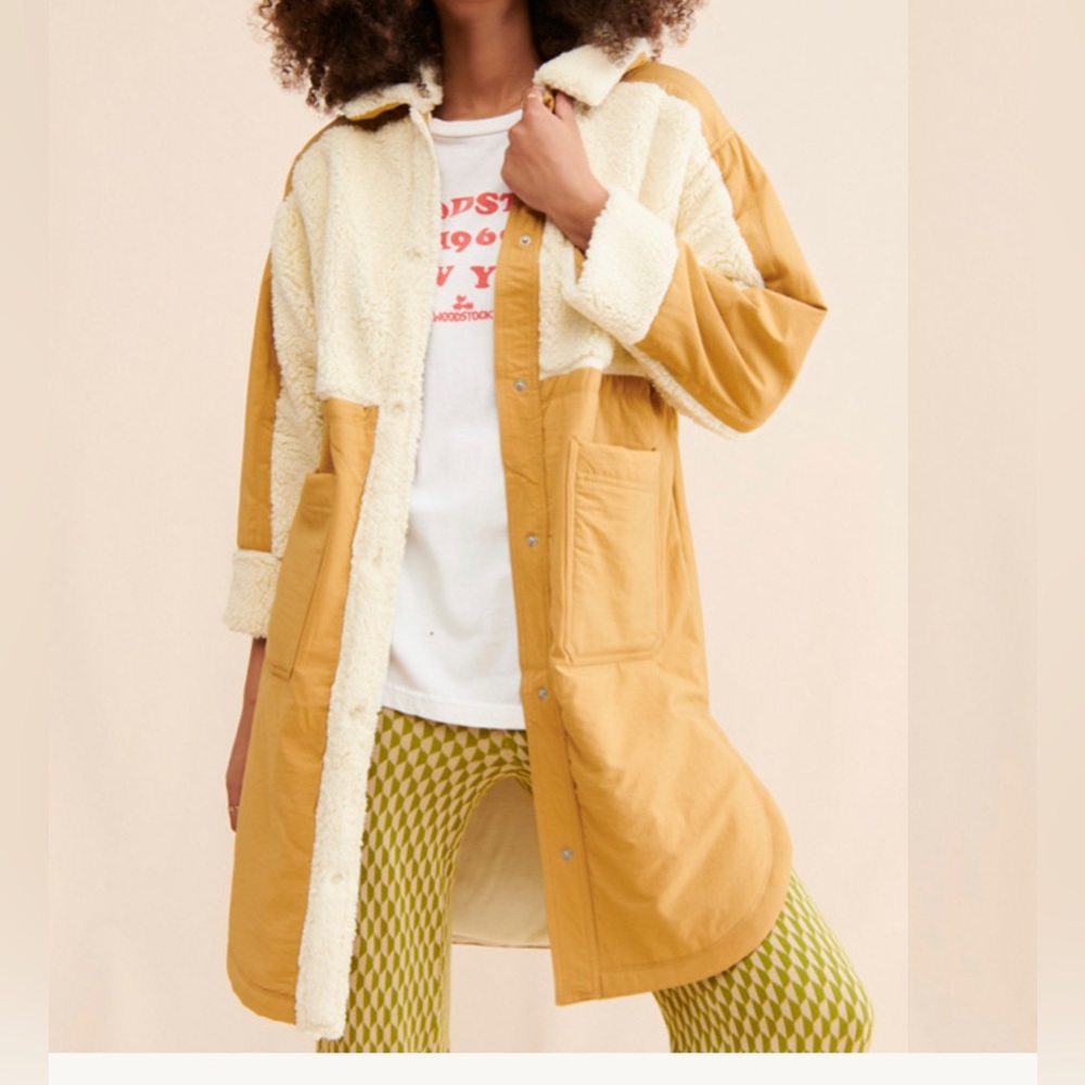Anthropologie Diamond Sherpa Shirt Jacket - Like New
